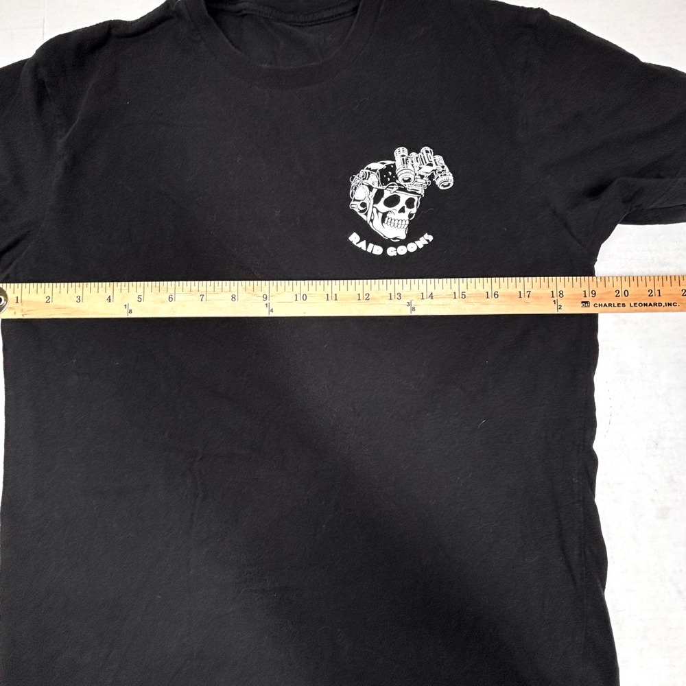 Raid Goons Stack Bodies Grim Reaper Skulls Graphic T Shirt Black Mens Medium EUC - Picture 4 of 6